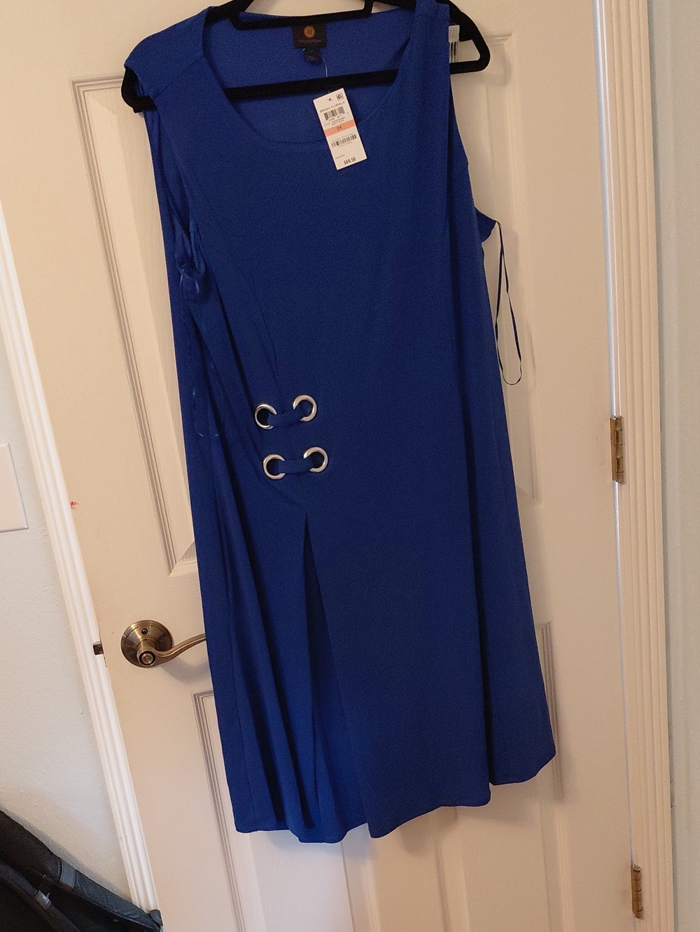 JM Collection Sleeveless Cobalt Blue Grommet Midi Dress
